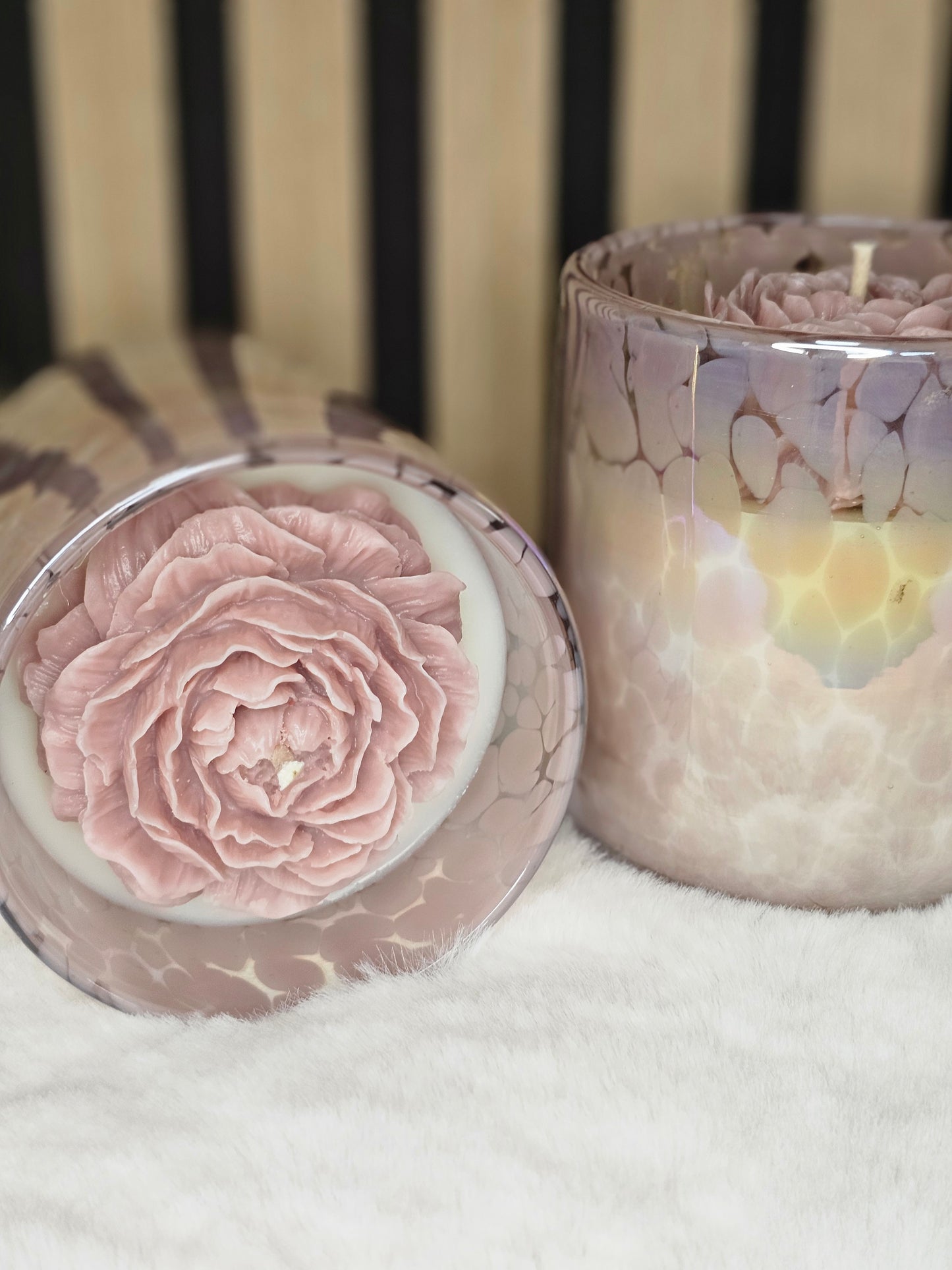 Candle in the handmade glass pot