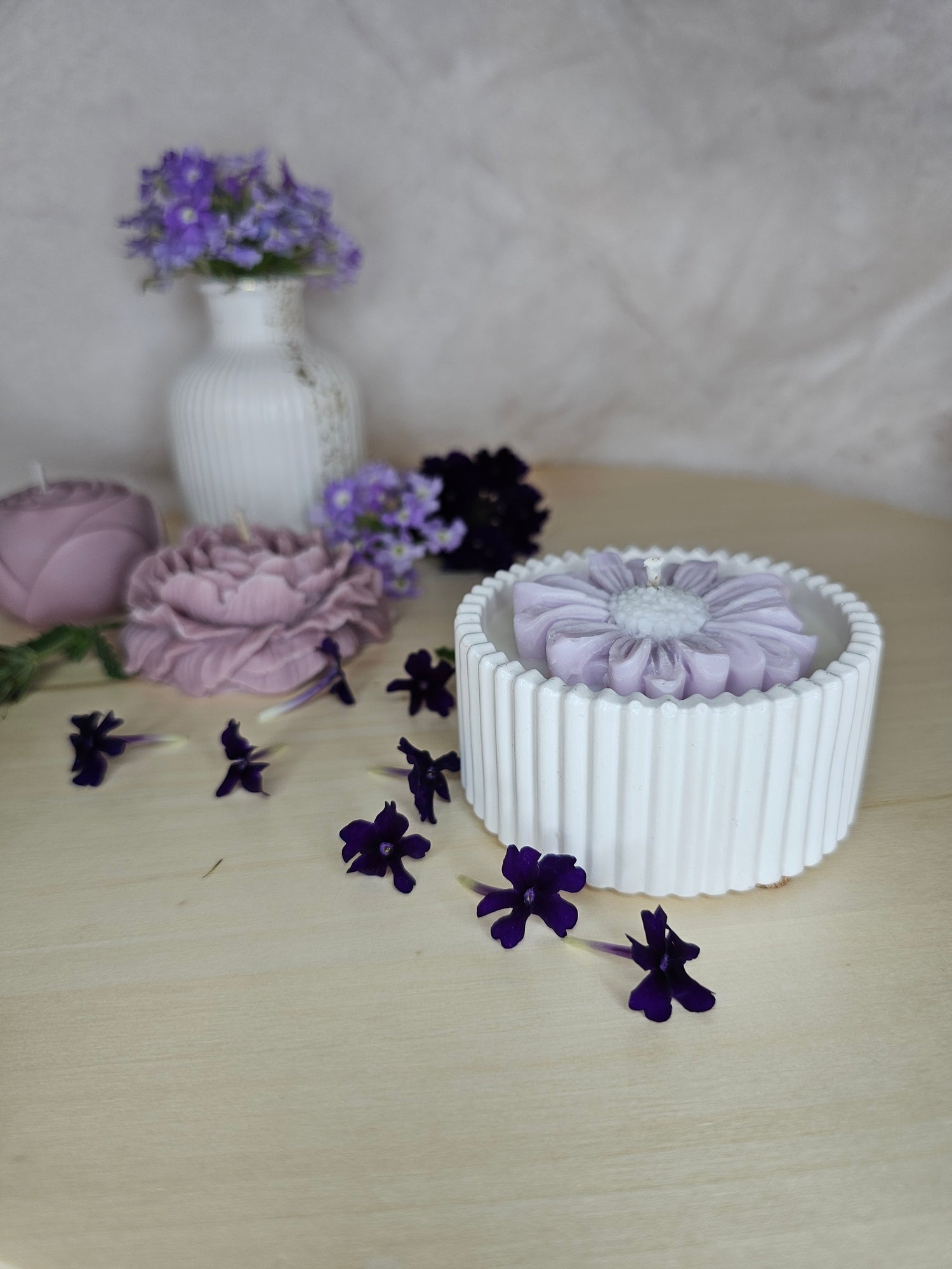Candle with flowers on the top