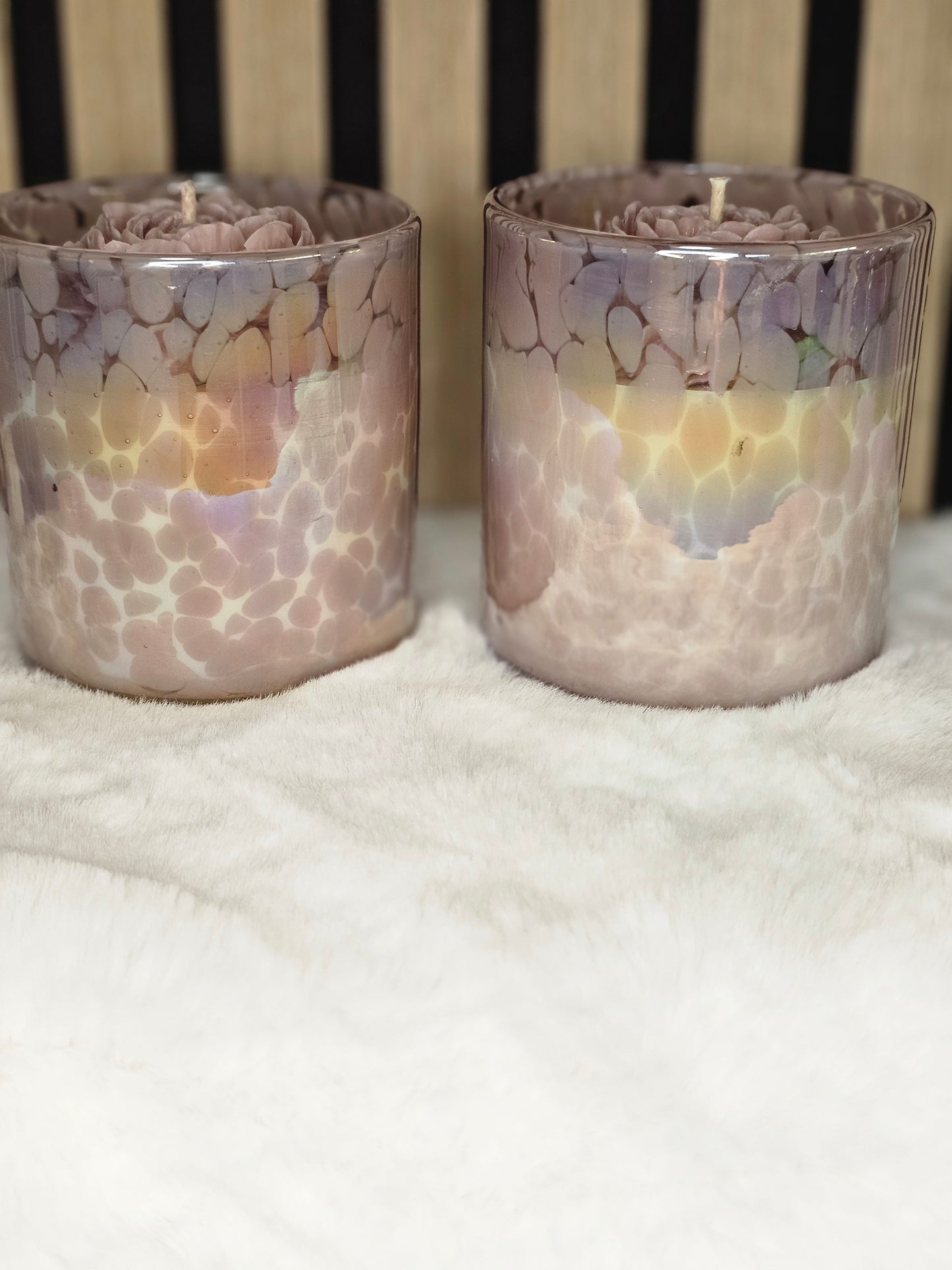 Candle in the handmade glass pot