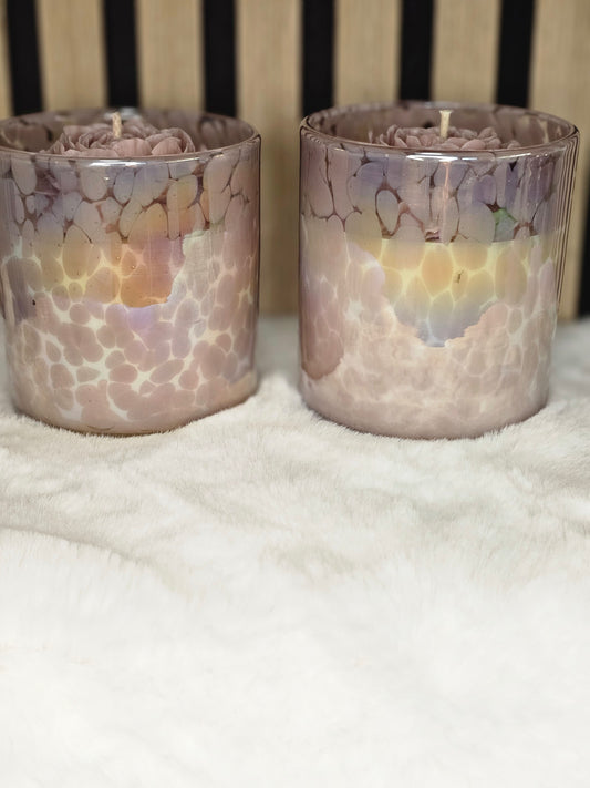 Candle in the handmade glass pot