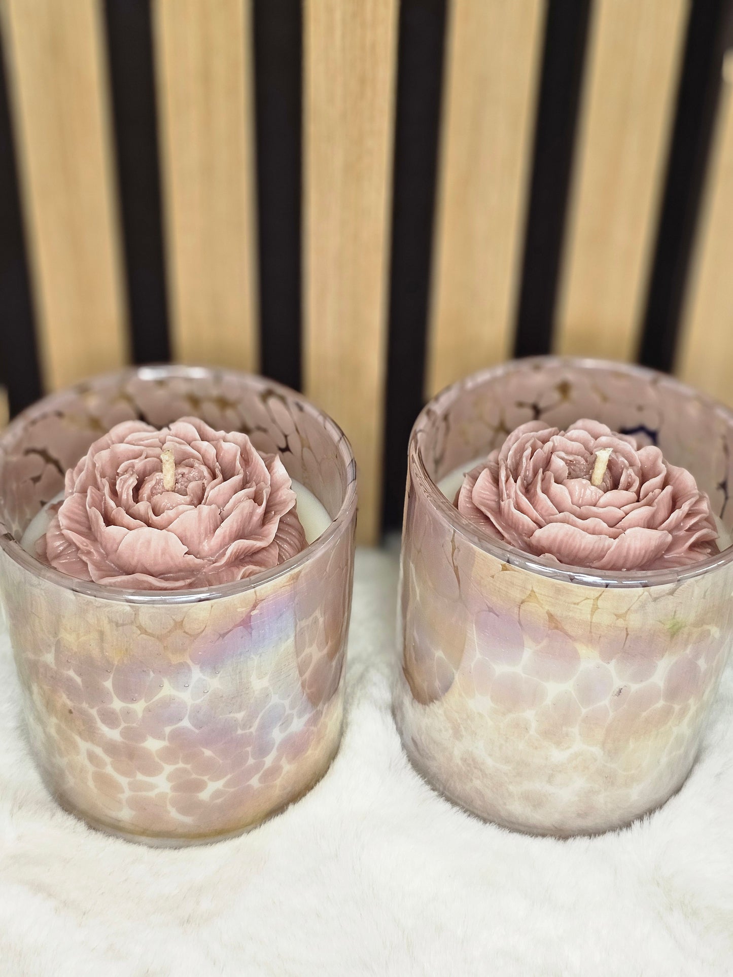 Candle in the handmade glass pot