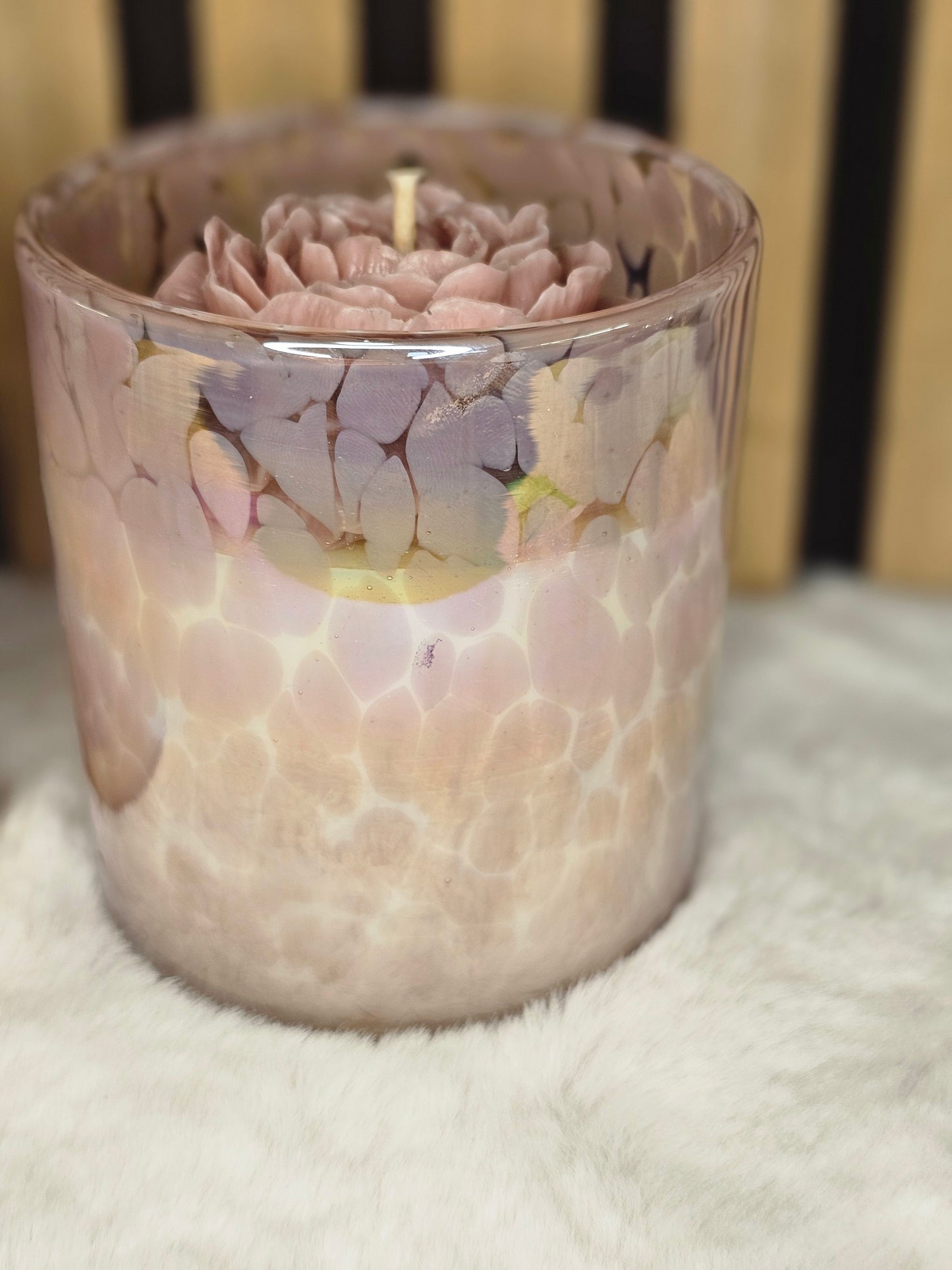 Candle in the handmade glass pot